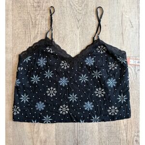 Colsie‎ Sleep Tank Women's Large Snowflake Winter Print Camisole Pajama Top NWT